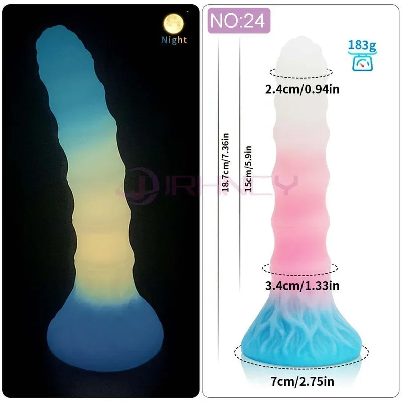 Dildo Luminous Sex Toys  Women Dick Animal/Monsters Horse Dildos Silicone Soft Anal Plug Adult Sextoys Dragon Penis 18