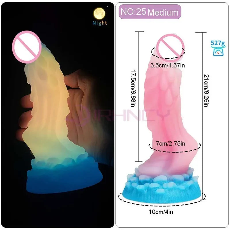 Dildo Luminous Sex Toys  Women Dick Animal/Monsters Horse Dildos Silicone Soft Anal Plug Adult Sextoys Dragon Penis 18