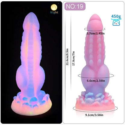 Dildo Luminous Sex Toys  Women Dick Animal/Monsters Horse Dildos Silicone Soft Anal Plug Adult Sextoys Dragon Penis 18