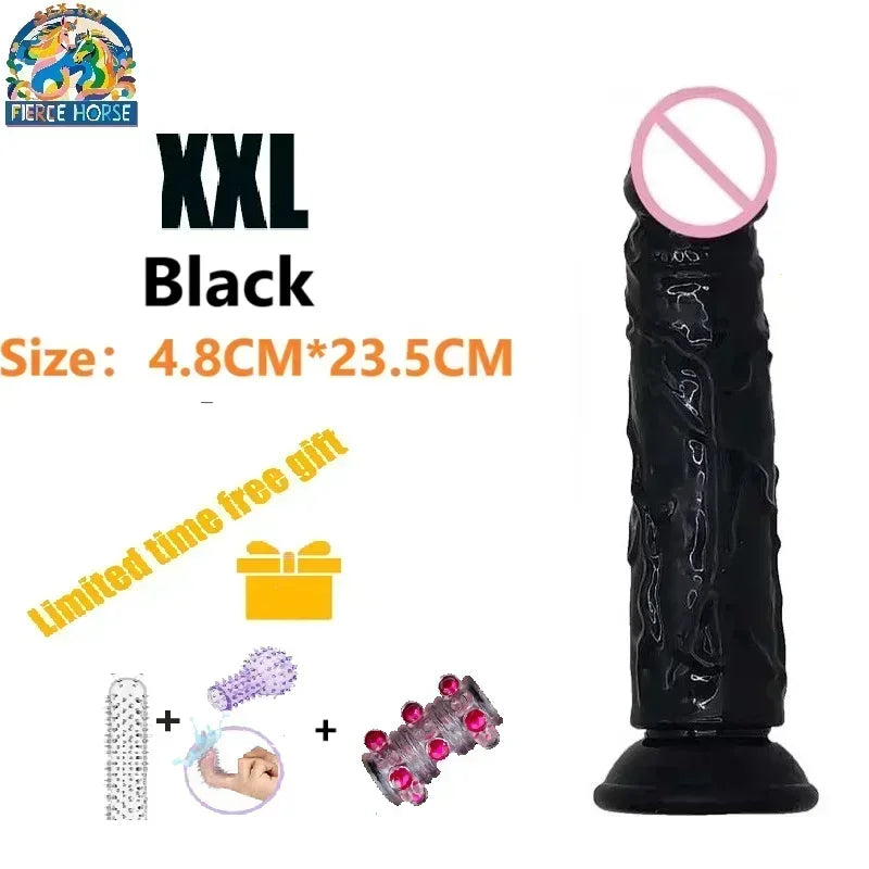 Dildos Sex Toys Dicks, Cheap Porn Female Vagina Clitoris Anal Masturbators Penis with Suction Cup 5 Colors Big Black Jelly Dildo