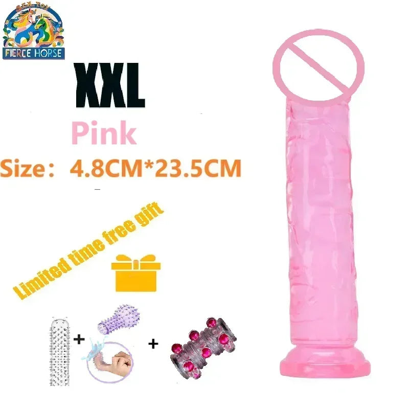 Dildos Sex Toys Dicks, Cheap Porn Female Vagina Clitoris Anal Masturbators Penis with Suction Cup 5 Colors Big Black Jelly Dildo