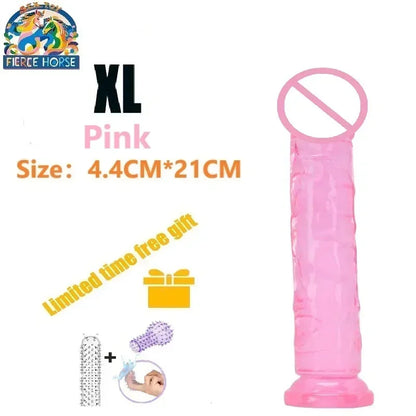 Dildos Sex Toys Dicks, Cheap Porn Female Vagina Clitoris Anal Masturbators Penis with Suction Cup 5 Colors Big Black Jelly Dildo