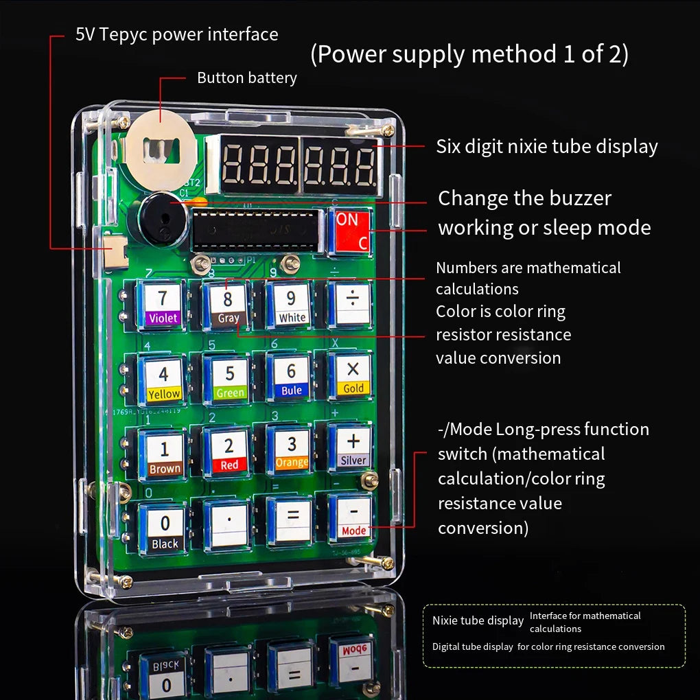 Diy Digital Tube Display Calculator Electronic Kit Kit Soldering Practice Loose Parts Welding Teaching Resources