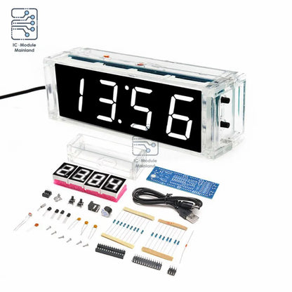 Diy Electronic Kit LED Digital Electronic Temperature Clock Microcontroller Loose Digital Clock Time Light Control Thermometer