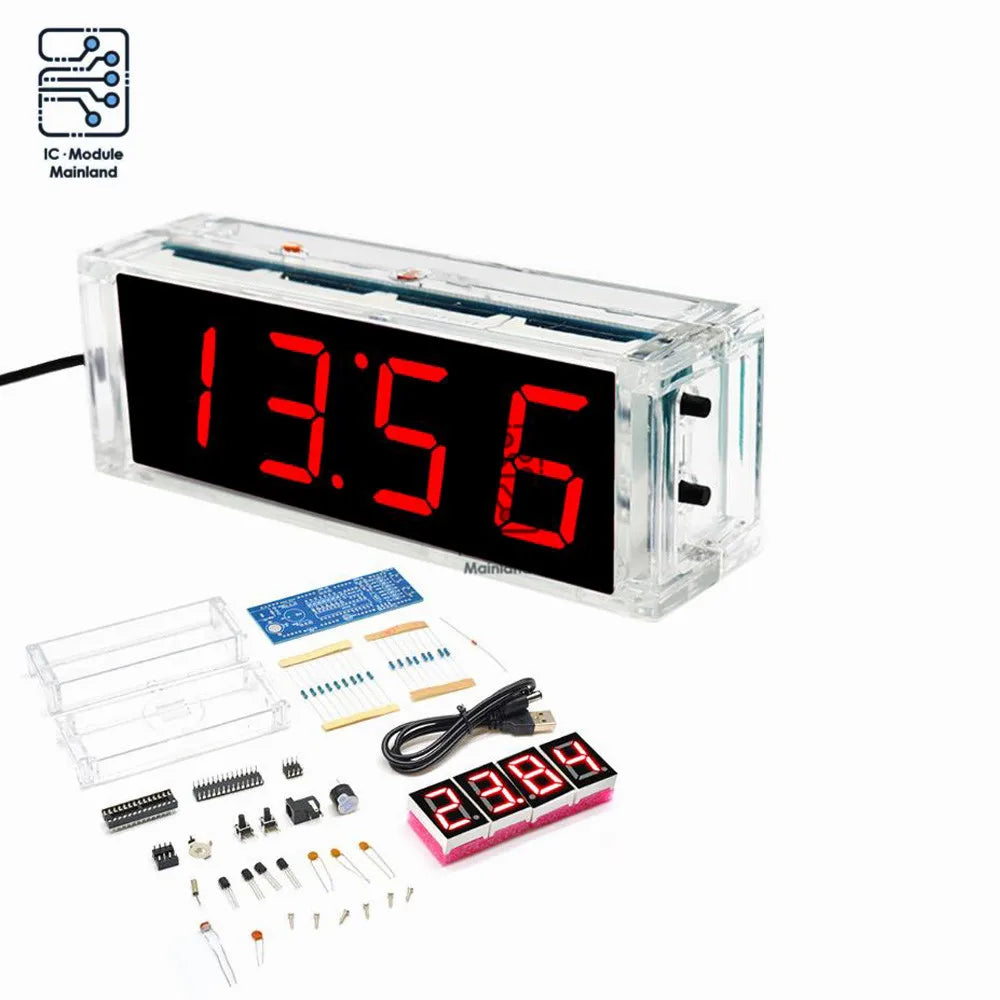 Diy Electronic Kit LED Digital Electronic Temperature Clock Microcontroller Loose Digital Clock Time Light Control Thermometer