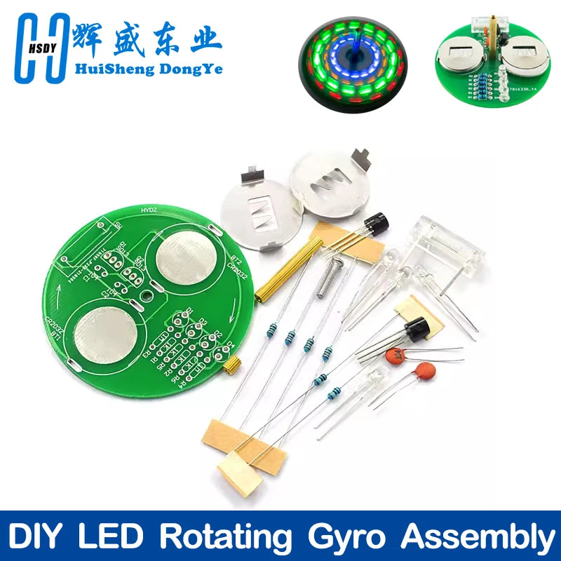 Diy Electronic Kit LED Gyro DIY Welding Kit Rotating Lantern Inline Components Diy Electronic Sodering Project(without Battery)