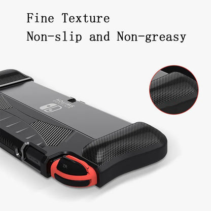 Dockable Protective Console Case for Nintendo Switch OLED 2021 Soft Silicone Shell Carbon Fiber Textued Grip Cover for Joycon