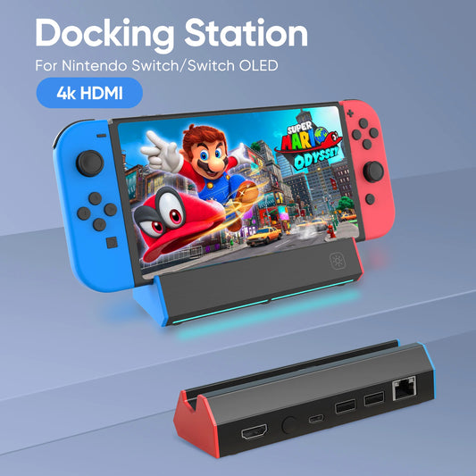 Docking Station for Nintendo Switch / Switch OLED,Switch Dock Station Replacement for TV with 4K HDMI Adapter /Type C/USB Port