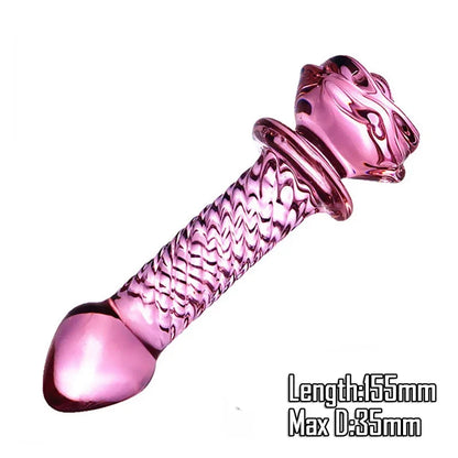 Gtooza_Double Ended Crystal Purple Pyrex Glass Dildo Artificial Penis Granule and Spiral G Spot Simulator Adult Sex Toys  Woman gtooza.com