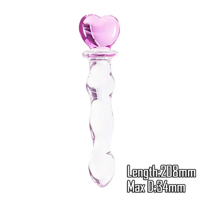 Gtooza_Double Ended Crystal Purple Pyrex Glass Dildo Artificial Penis Granule and Spiral G Spot Simulator Adult Sex Toys  Woman gtooza.com