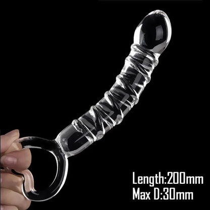 Gtooza_Double Ended Crystal Purple Pyrex Glass Dildo Artificial Penis Granule and Spiral G Spot Simulator Adult Sex Toys  Woman gtooza.com