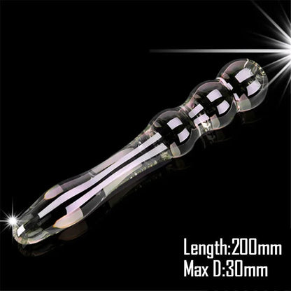 Gtooza_Double Ended Crystal Purple Pyrex Glass Dildo Artificial Penis Granule and Spiral G Spot Simulator Adult Sex Toys  Woman gtooza.com