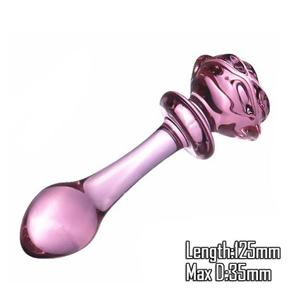 Gtooza_Double Ended Crystal Purple Pyrex Glass Dildo Artificial Penis Granule and Spiral G Spot Simulator Adult Sex Toys  Woman gtooza.com