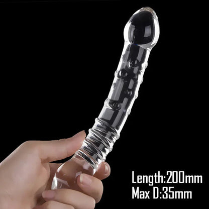 Gtooza_Double Ended Crystal Purple Pyrex Glass Dildo Artificial Penis Granule and Spiral G Spot Simulator Adult Sex Toys  Woman gtooza.com