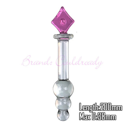 Gtooza_Double Ended Crystal Purple Pyrex Glass Dildo Artificial Penis Granule and Spiral G Spot Simulator Adult Sex Toys  Woman gtooza.com