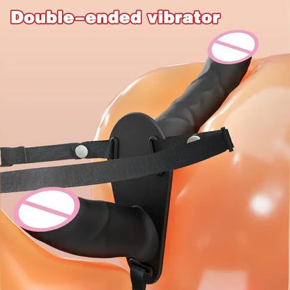 Double Head Artificial Penis Wearable Electric Strapon  Lesbian Vibrating Sex Toys Strap On Belt Dildos  Girl