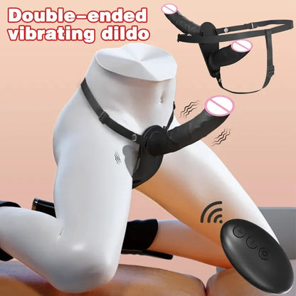 Gtooza_Double Head Artificial Penis Wearable Electric Strapon  Lesbian Vibrating Sex Toys Strap On Belt Dildos  Girl gtooza.com