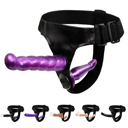 Gtooza_Double Penis Dual Ended Strapon Ultra Elastic Harness Belt Strap On  Adult Sex Toys  Woman Couples Anal Soft s gtooza.com