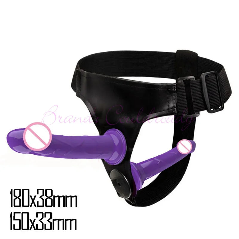 Gtooza_Double Penis Dual Ended Strapon Ultra Elastic Harness Belt Strap On  Adult Sex Toys  Woman Couples Anal Soft s gtooza.com