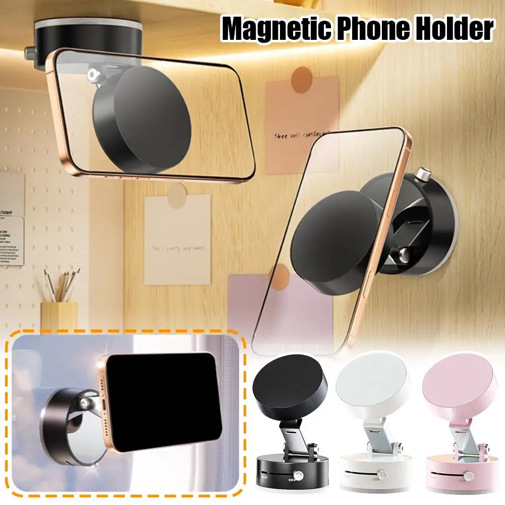 PC Double Sided Suction Cup Magnetic Phone Holder Lazy Multi-functional Foldable Storage Holder Vacuum Suction Phone Holder