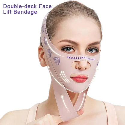 Double-deck Face Slimming Bandage Face Lifting Belt V Line Face Shaper Cheek Chin Lift UP Strap Anti Wrinkle Facial Band Beauty