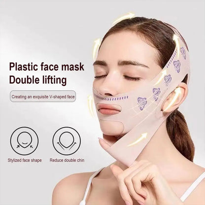 Double-deck Face Slimming Bandage Face Lifting Belt V Line Face Slimming Strap Double Chin Tightener Slim Strap Facial Mask Tool