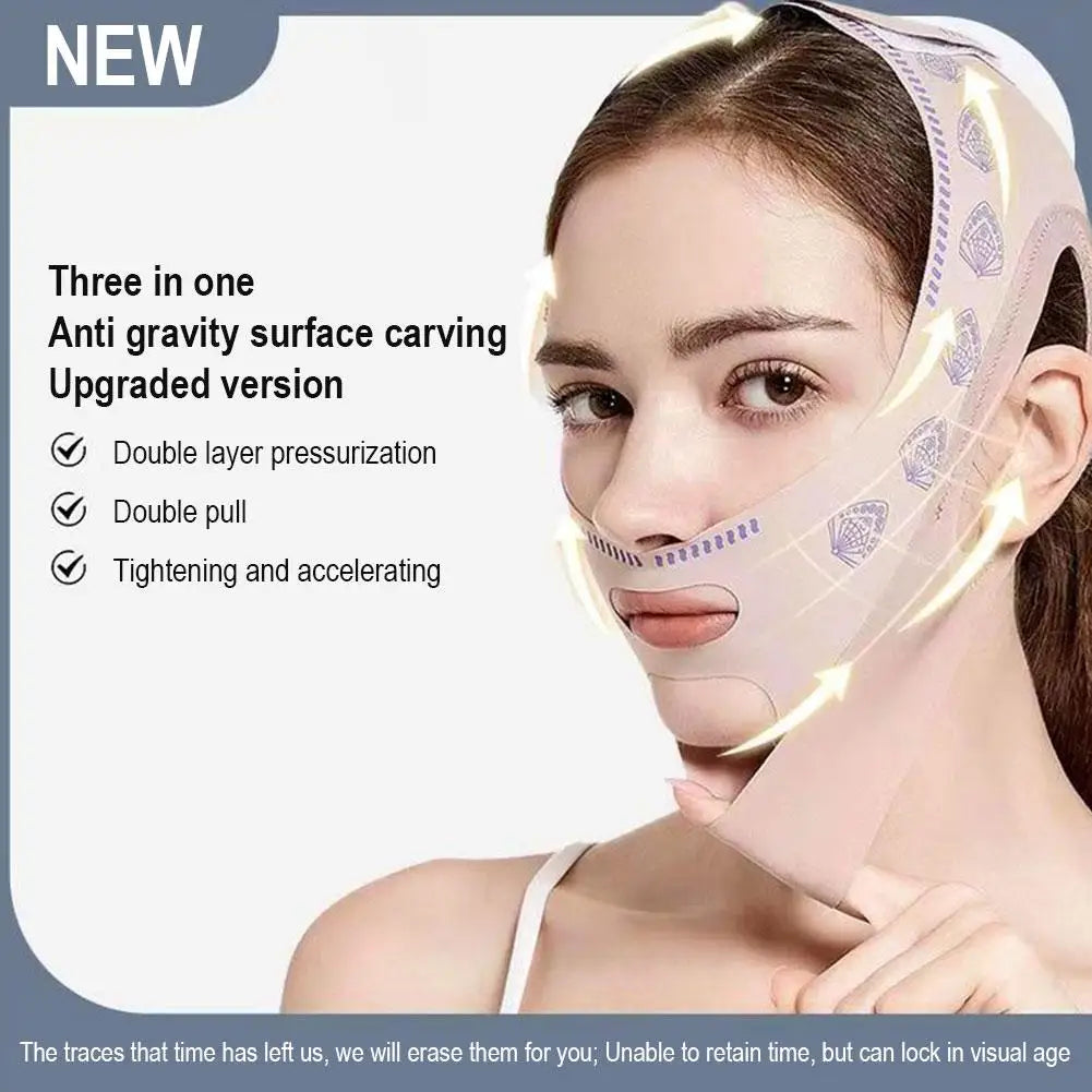 Double-deck Face Slimming Bandage Face Lifting Belt V Line Face Slimming Strap Double Chin Tightener Slim Strap Facial Mask Tool