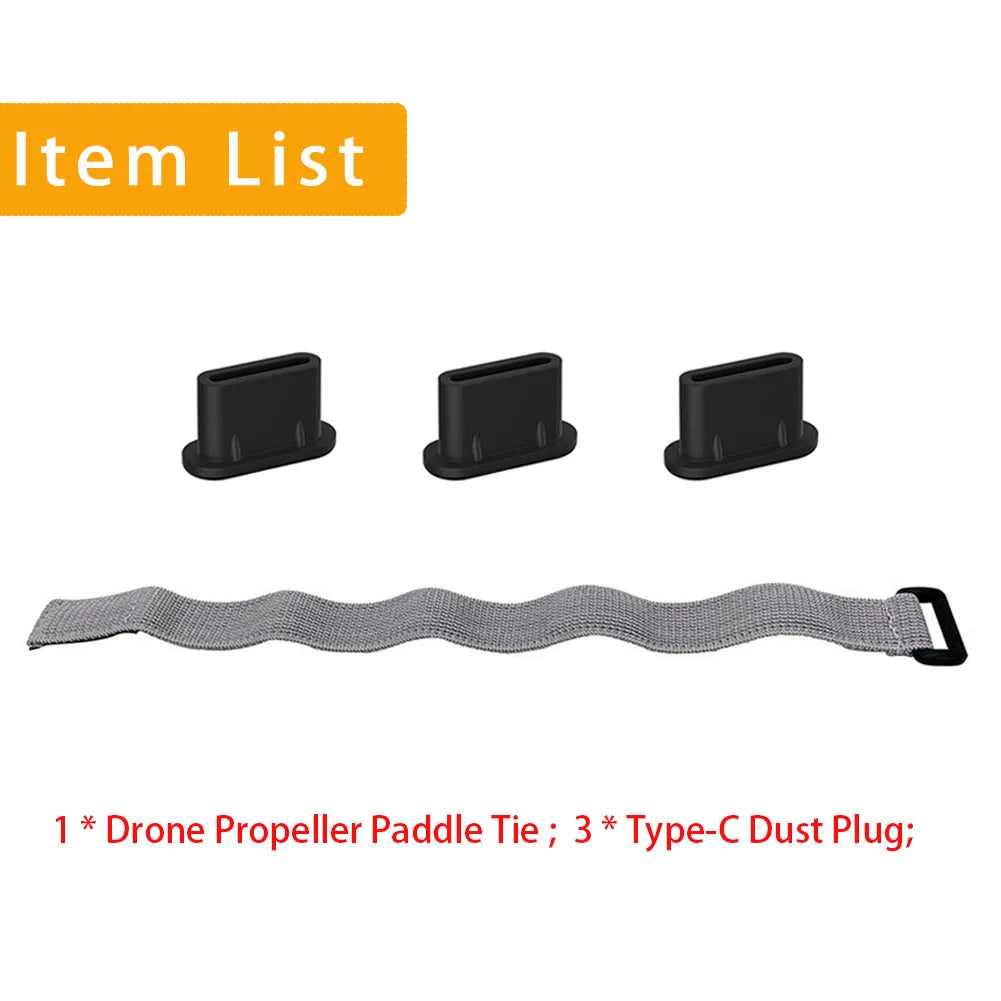 Drone Propeller Fixed Paddle Blade Tie   DJI Mini 3/4 Pro Mavic Air3s Xiaomi Drone Type-C Charging Port Dust Plug Accessories