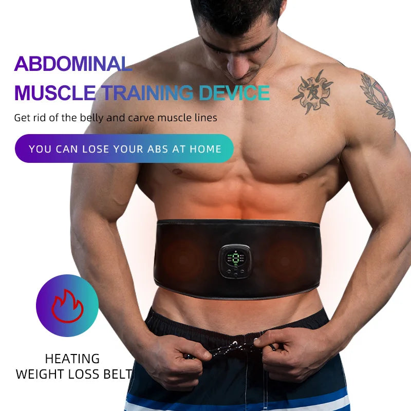 PC EMS Abs Trainer Heating Electric Muscle Toner Abdominal Toning Belt Musc