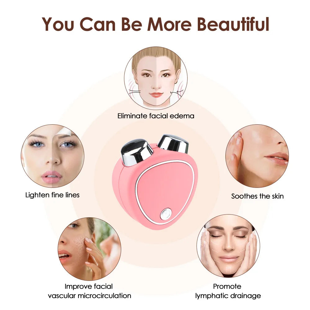 PC EMS Facial Massager Microcurrent Face Lifting Machine Roller  Charging Facial Beauty Anti Wrinkle Skin Tightening Rejuvenation