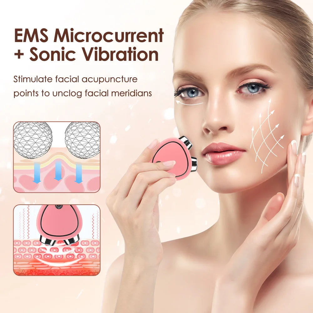 PC EMS Facial Massager Microcurrent Face Lifting Machine Roller  Charging Facial Beauty Anti Wrinkle Skin Tightening Rejuvenation