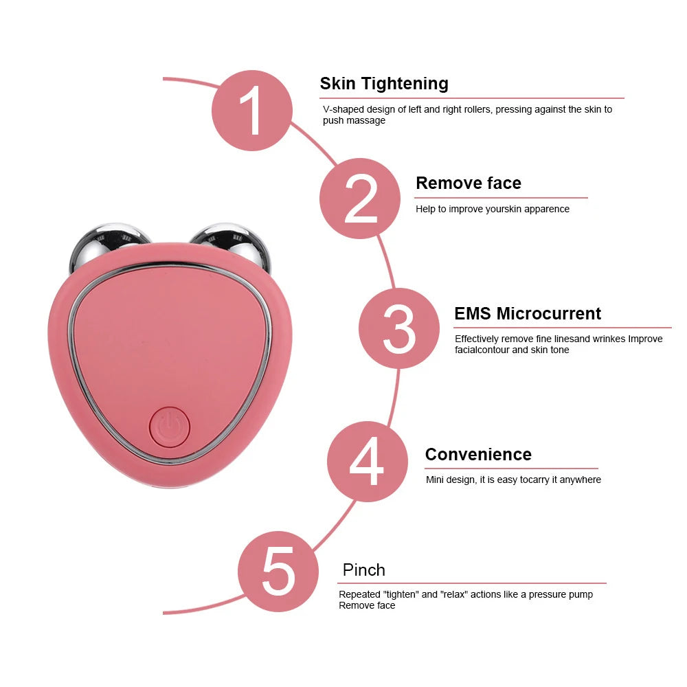 PC EMS Facial Massager Microcurrent Face Lifting Machine Roller Skin Tightening Rejuvenation Beauty Charging Facial Anti Wrinkle