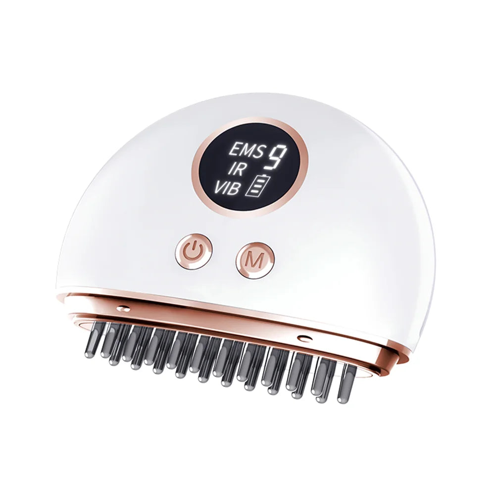 PC EMS Microcurrent Electric Head Brush Scalp Massage Comb LED Ion Hair Gro