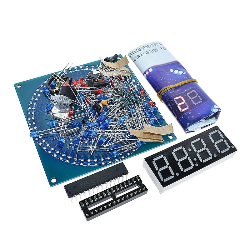 EQV DS1302 Rotating LED Display Alarm Electronic Clock Module DIY KIT LED Temperature Display