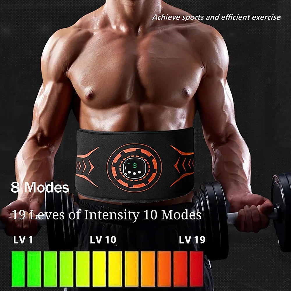 PC Electric Abdominal EMS muscle Massager Body Slimming Belt Belly Fat Burn