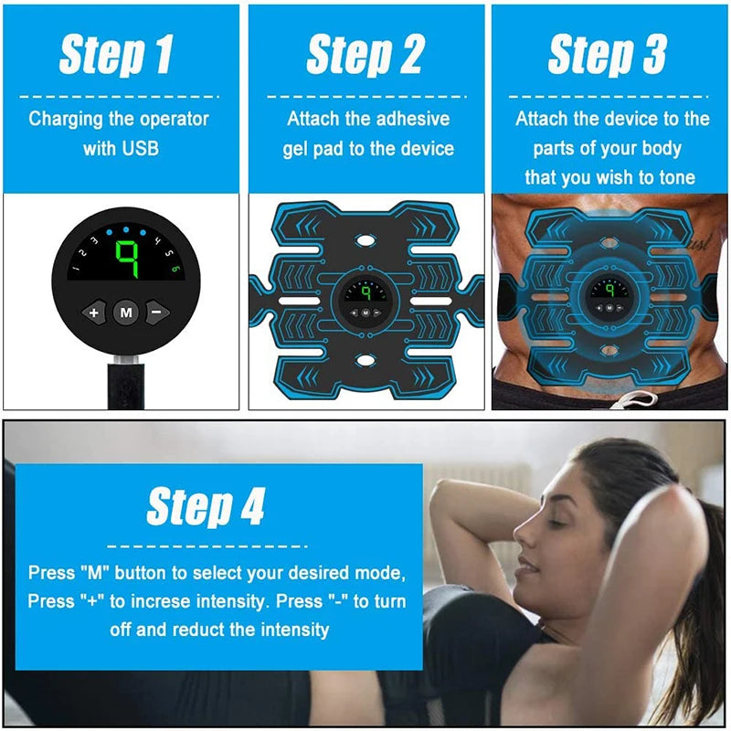 PC Electric Abdominal Muscle Stimulator EMS Trainer Toner Abdomen Muscle St