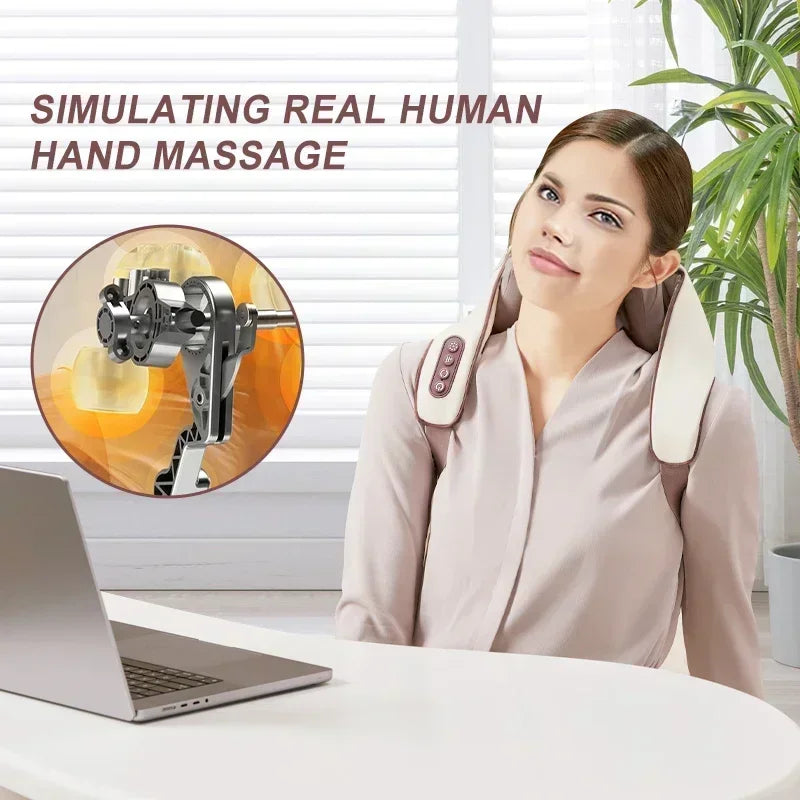 PC Electric Heat Neck Massage Shawl Shiatsu Kneading Cervical Spine Massage