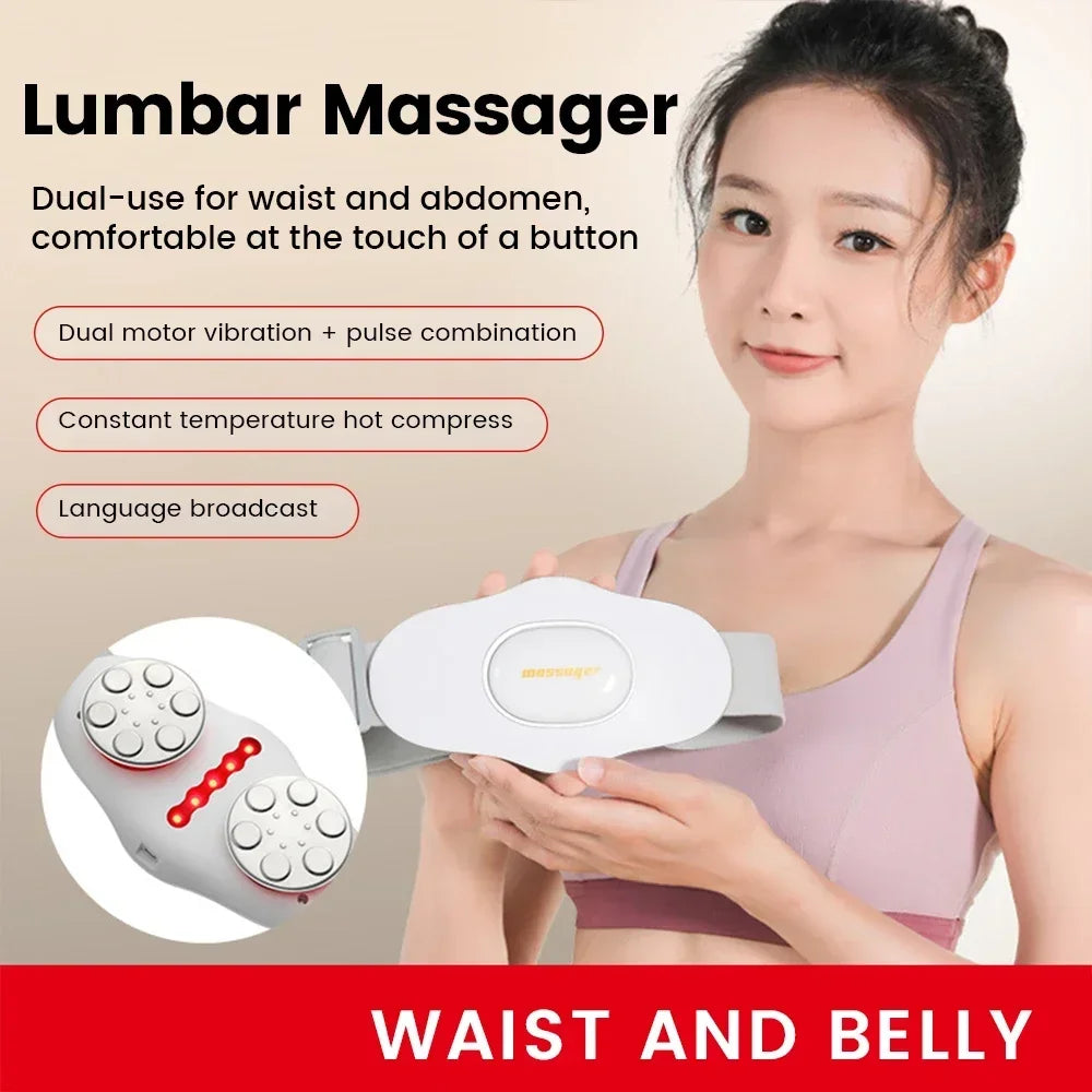 PC Electric Heating Vibration Lumbar Pulse Massage Device Adjustable Belt W