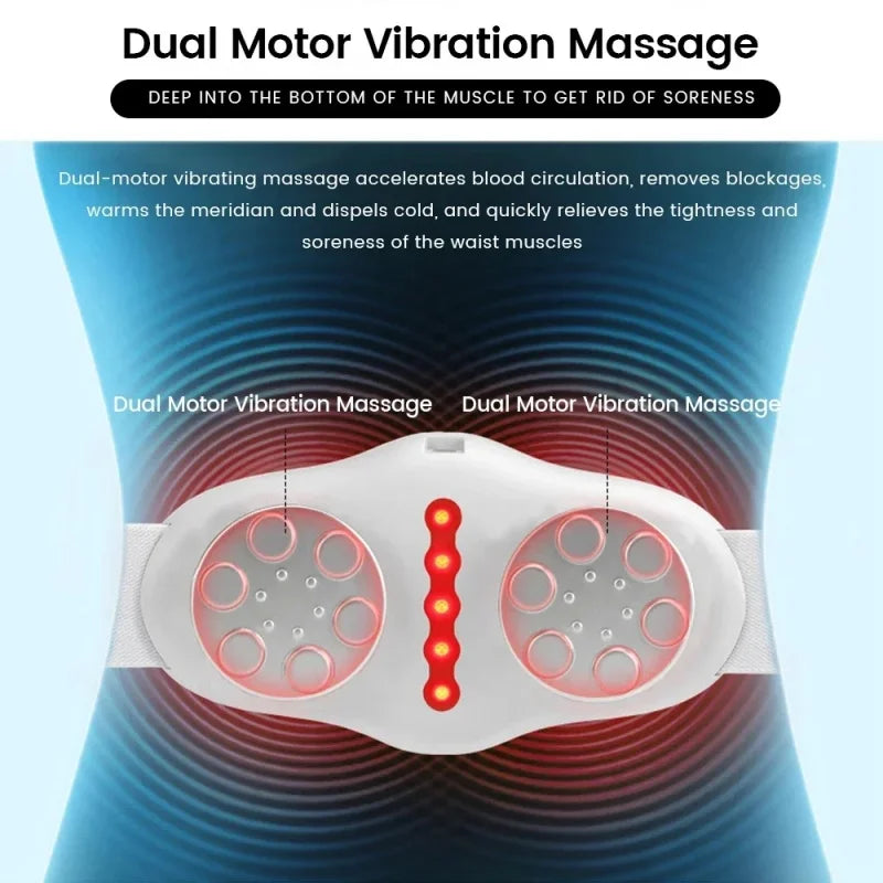 PC Electric Heating Vibration Lumbar Pulse Massage Device Adjustable Belt W