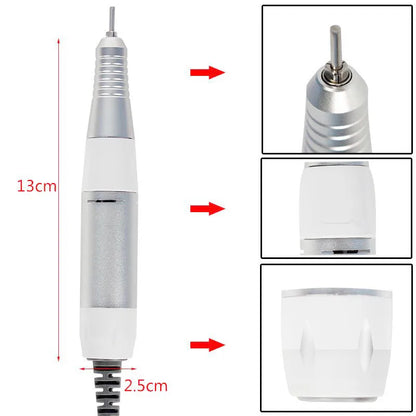 PC Electric Nail Drill Machine 30000RPM Stainless Steel 202 Handle Electric Manicure Drill & Accessory Nail Art Tool