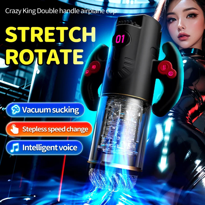 GtoozaElectric voice men with airplane cup tight juice automatic masturbator clamp suction cup adult sexual supplies vibrating male gtooza.com