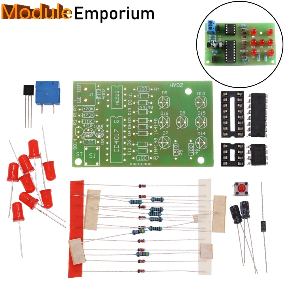 Electronic Dice NE555 LED Module CD4017 DIY Kit 5mm Red LED 4.5-5V LED Dice Parts Fun Breadboard Diy Electronic