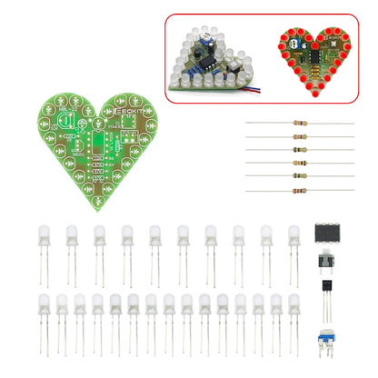 Electronic Diy Kit Heart Shape LED Voice Control Rotating Star Shape Gyro Learn to Solder Beginner Laboratory