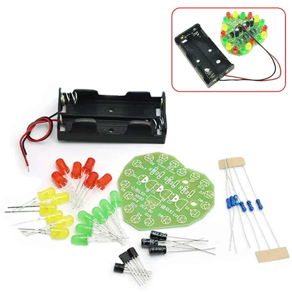 Electronic Diy Kit Heart Shape LED Voice Control Rotating Star Shape Gyro Learn to Solder Beginner Laboratory