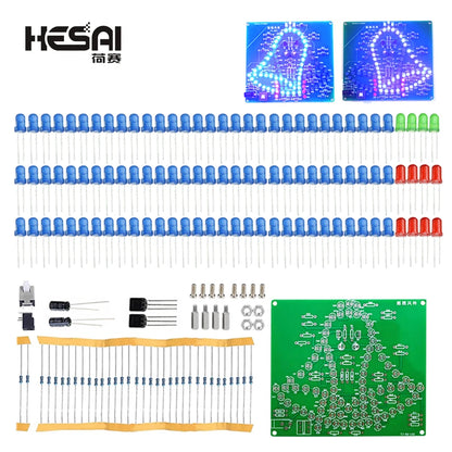 Electronic Diy Kit Heart Shape LED Voice Control Rotating Star Shape Gyro Learn to Solder Beginner Laboratory