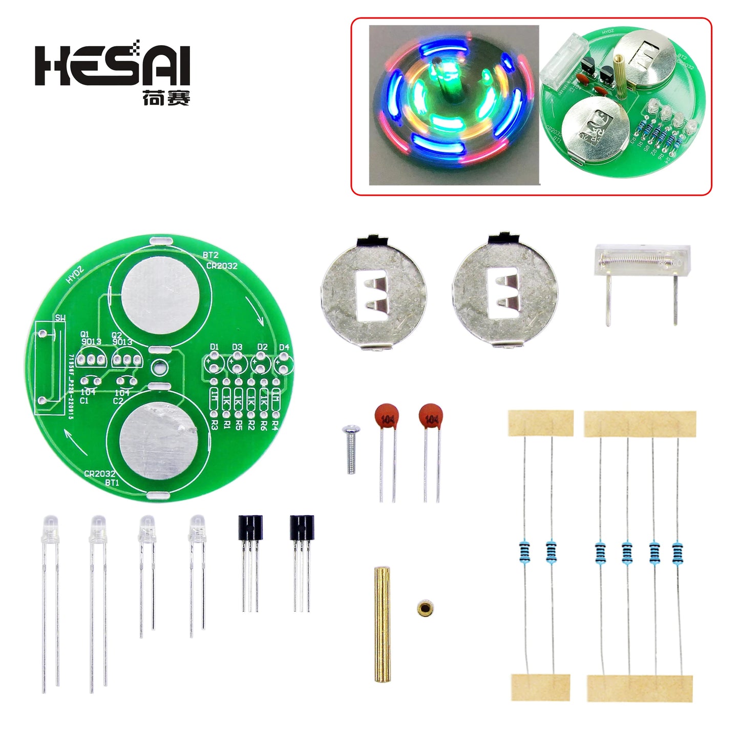 Electronic Diy Kit Heart Shape LED Voice Control Rotating Star Shape Gyro Learn to Solder Beginner Laboratory