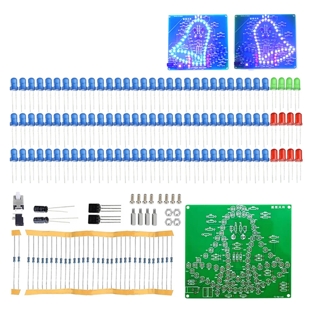 Electronic Diy Kit Heart Shape LED Voice Control Rotating Star Shape Gyro Learn to Solder Beginner Laboratory