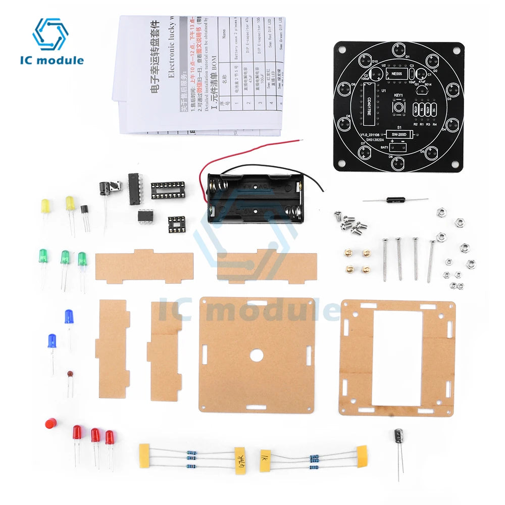 Electronic Lucky Carousel Diy Kit Shake a Led Running Light Sweepstakes Diy Electronic Assembly Fun Soldering Practice Boards