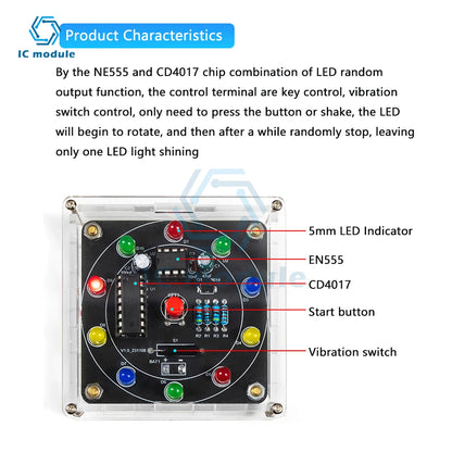 Electronic Lucky Carousel Diy Kit Shake a Led Running Light Sweepstakes Diy Electronic Assembly Fun Soldering Practice Boards