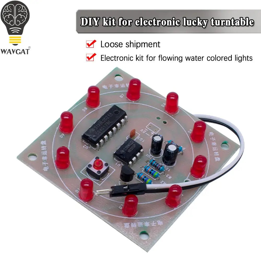 Electronic NE555 CD4017 Wheel Of Fortune DIY Kit Lucky Turntable Welding Training LED Flashing Light Rotary Suite Fun Gift Game